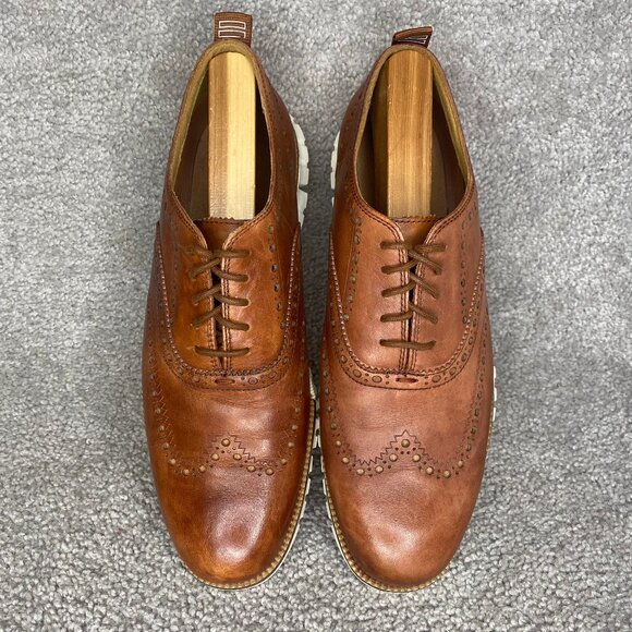 Cole Haan ZeroGrand Wingtip Oxford Dress Shoes British Tan C23741 Men’s US 9.5 M - Picture 3 of 10